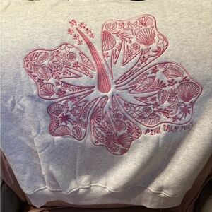 Pink Palm Puff Hawaii Hibiscus Sweatshirt
